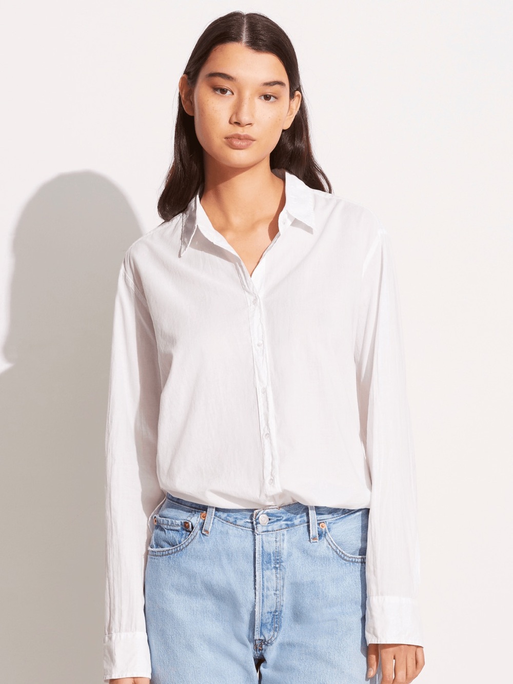 XIRENA Beau Shirt White Cotton Poplin Oversized Button Down Top M